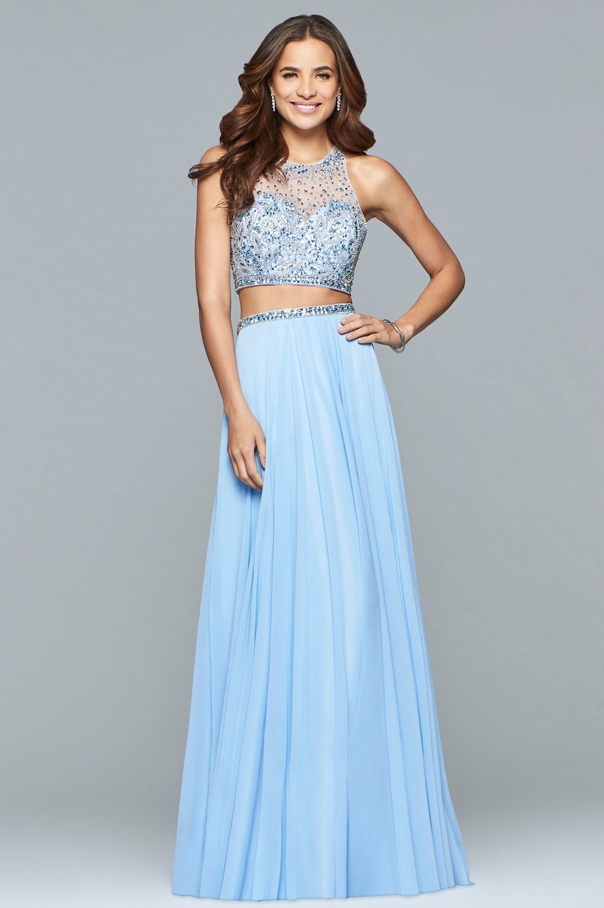 Faviana Beaded Two-Piece Chiffon A-line Gown s10061 pcs