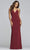 Faviana - S10214 V-neck Low Cut Crisscross Back Satin Evening Dress Special Occasion Dress 00 / Wine