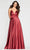 Faviana - S10255 Stretch Matte Satin V-neck A-line Dress Prom Dresses