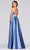 Faviana - S10255 Stretch Matte Satin V-neck A-line Dress Prom Dresses