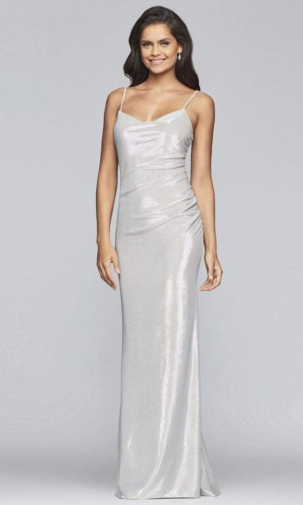 metallic silver dress cowl neck boohoo Women's Metallic Cowl Maxi Dress - Silver