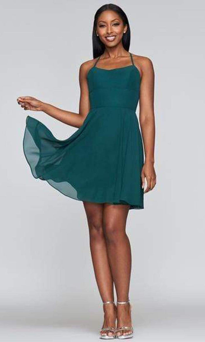Faviana - S10369 Halter Chiffon A-line Cocktail Dress Special Occasion Dress 00 / Evergreen