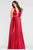 Faviana - S10403 Deep V-neck Charmeuse A-line Gown Prom Dresses 00 / Red