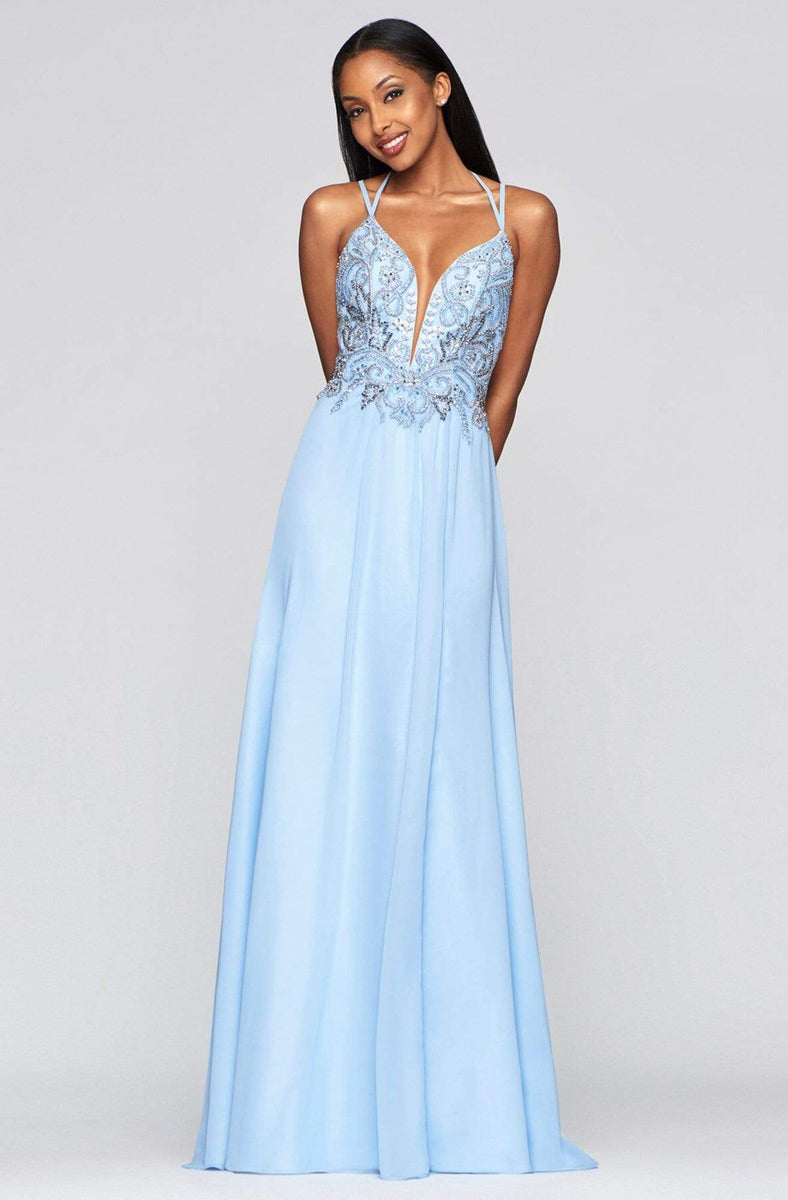 Pleated V-neck Chiffon A-Line Dress With Beading Sage main image 1