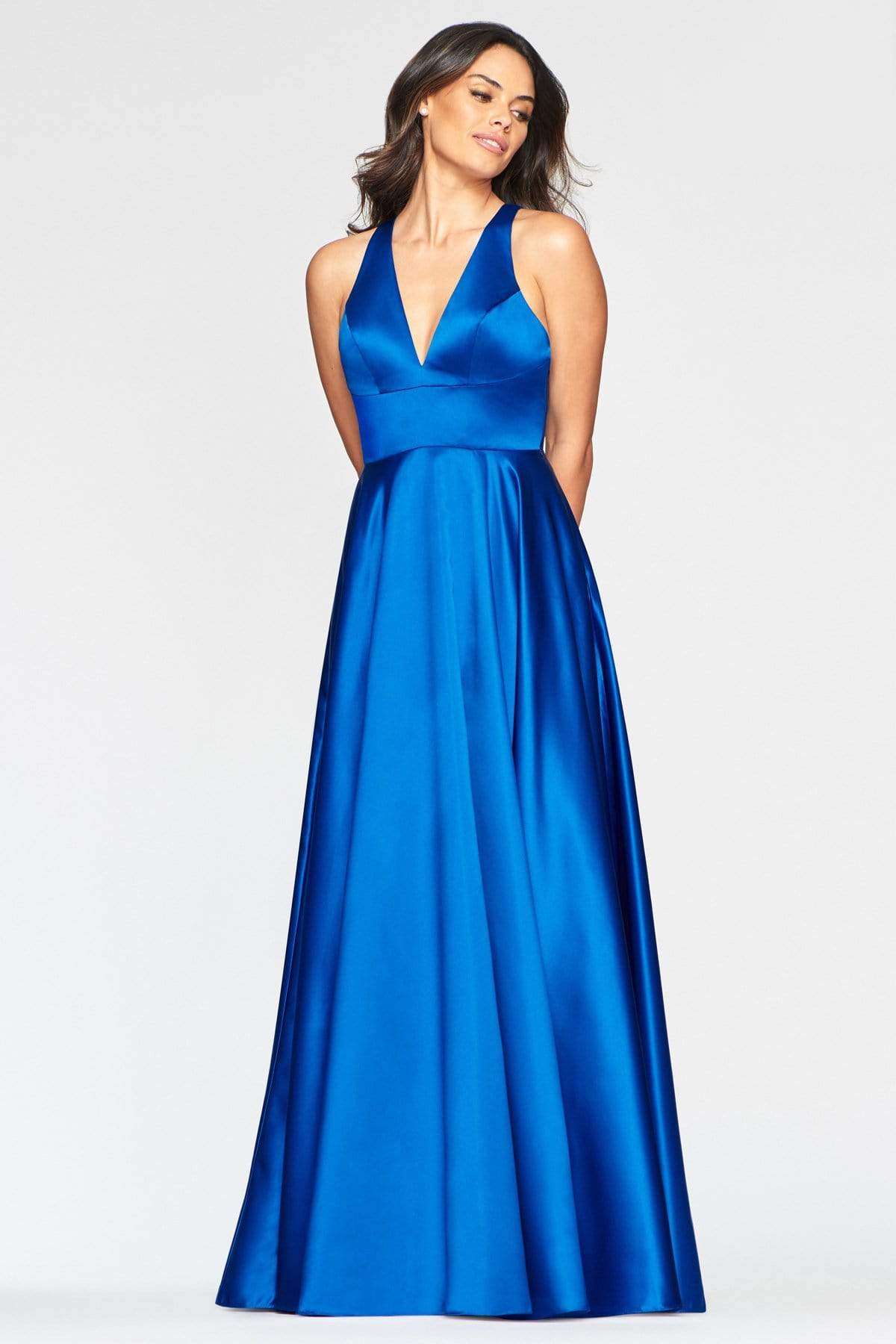 faviana satin halter dress Sage Green Satin Halter Neck Dress With Lace-Up Back