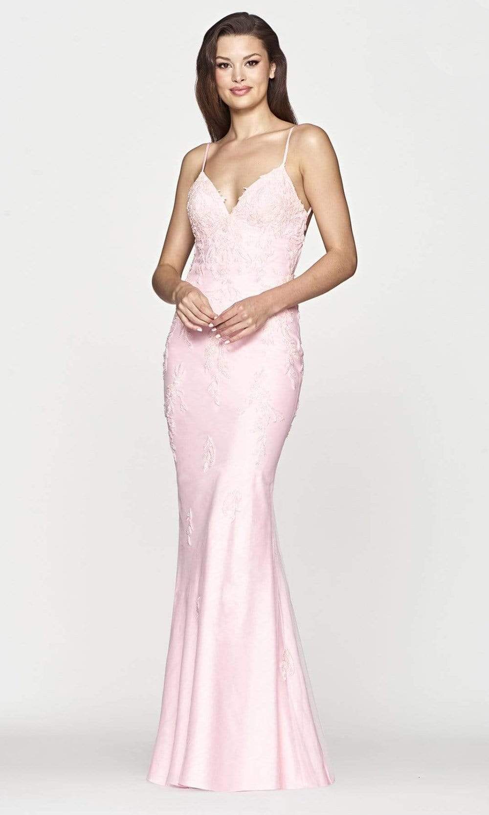 faviana open back dress Flower Sequin Open Back Long Dress