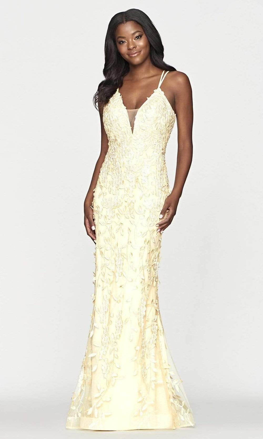 Faviana - S10662 V-Neck Floral Lace Gown Couture Candy Faviana - S10662 V-Neck Floral Lace Gown Couture Candy