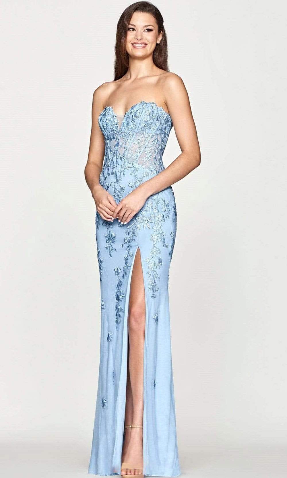 Faviana - S10664 Embroidered Sweetheart High Slit Gown Faviana - S10664 Embroidered Sweetheart High Slit Gown