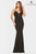 Faviana - S10668 V Neck Side Detailed Long Gown Prom Dresses 00 / Black/Black