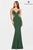 Faviana - S10668 V Neck Side Detailed Long Gown Prom Dresses 00 / Emerald/Gold