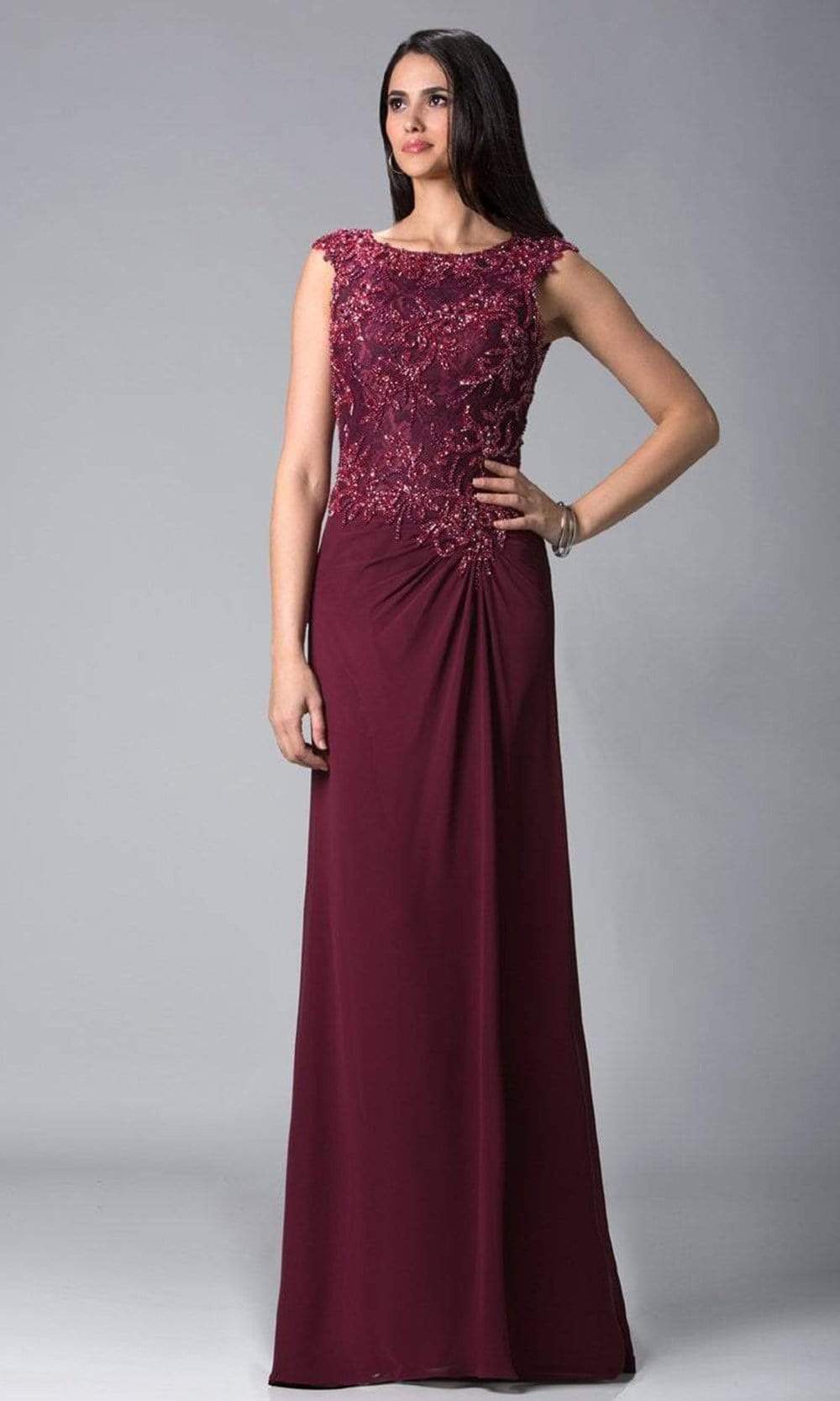 Feriani Couture 18402 Embellished Cap Sleeve Evening Gown - Couture Candy 8 / Cranberry - Shop Feriani Couture dresses on Couture Candy at Feriani Couture 18402 Embellished Cap Sleeve Evening Gown - Couture Candy 8 / Cranberry - Shop Feriani Couture dresses on Couture Candy at