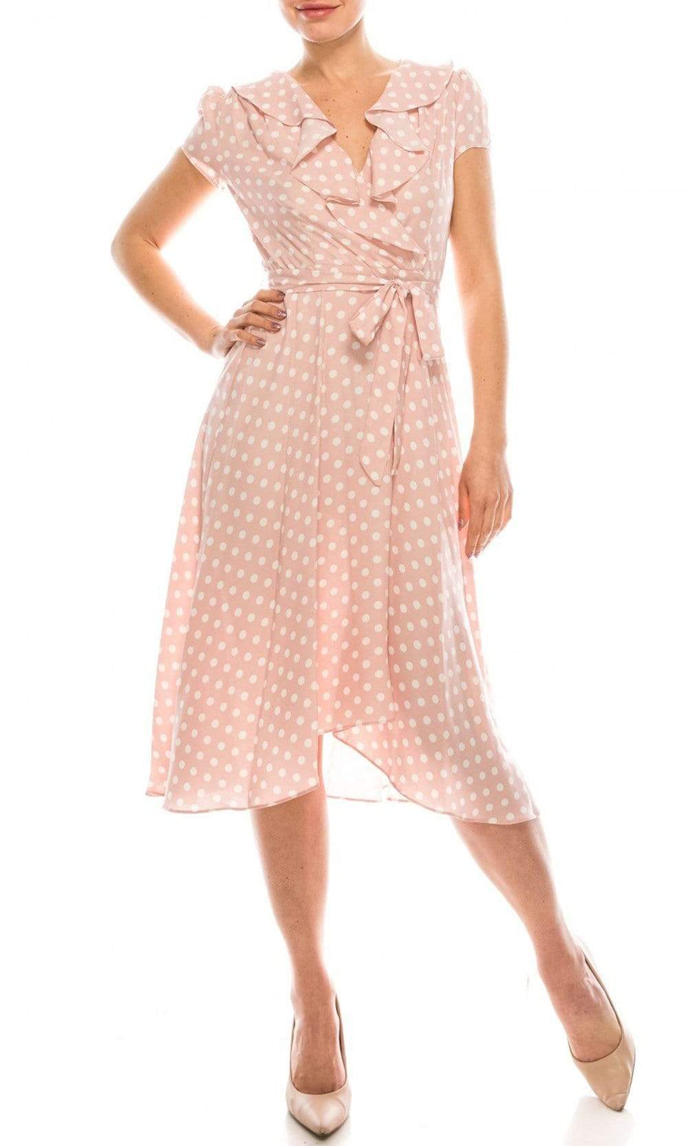 Gabby Skye - 57538MG Polka Dot Ruffle Neckline Faux Wrap Dress 6 / Blush Ivory - Shop Gabby Skye dresses on Couture Candy at CoutureCandy.com Gabby Skye - 57538MG Polka Dot Ruffle Neckline Faux Wrap Dress 6 / Blush Ivory - Shop Gabby Skye dresses on Couture Candy at CoutureCandy.com