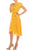 Gabby Skye - 57538MG Polka Dot Ruffle Neckline Faux Wrap Dress Semi Formal 0 / Mustard White