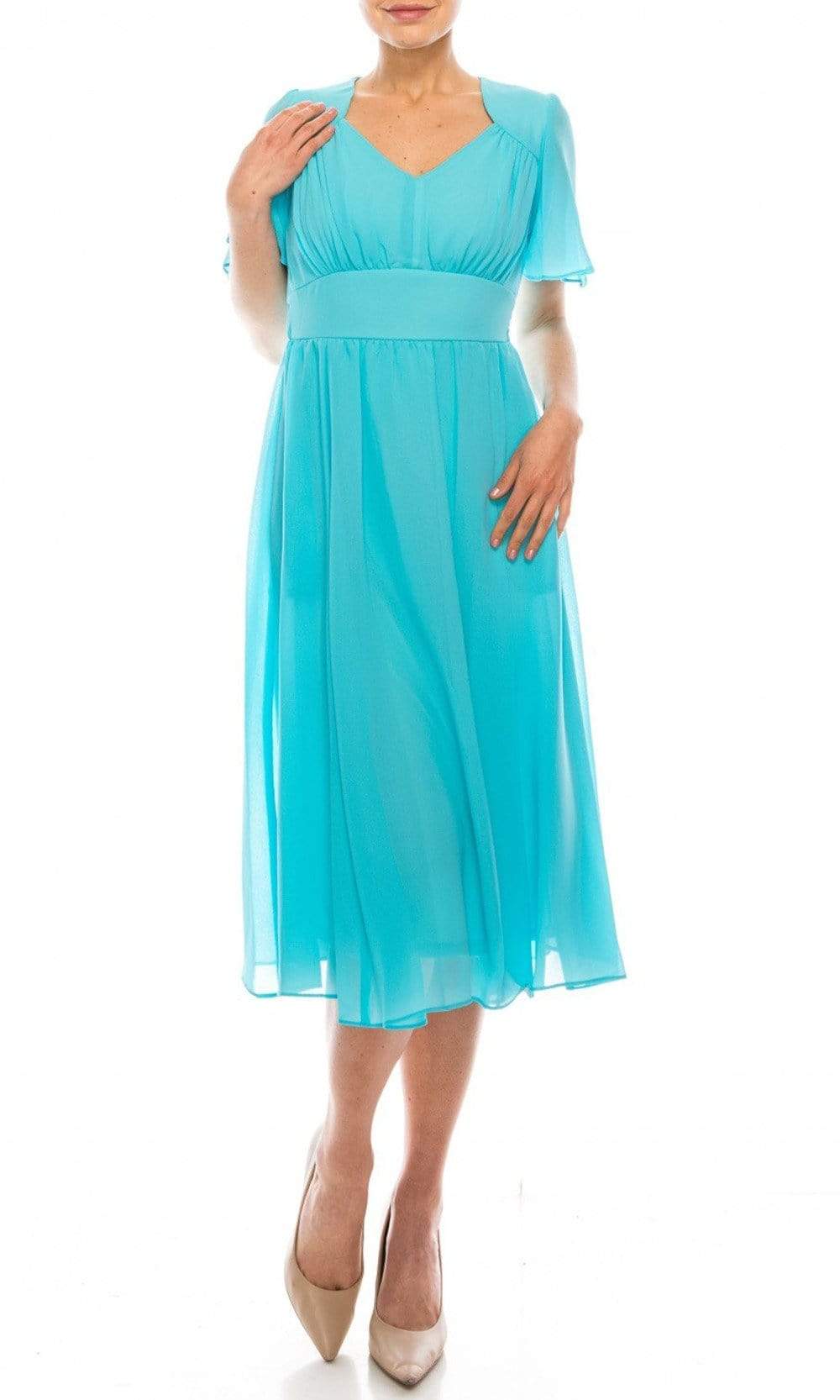Gabby Skye - 91220MG Flutter Sleeve Chiffon A-Line Dress 8 / Turquoise - Shop Gabby Skye dresses on Couture Candy at CoutureCandy.com Gabby Skye - 91220MG Flutter Sleeve Chiffon A-Line Dress 8 / Turquoise - Shop Gabby Skye dresses on Couture Candy at CoutureCandy.com