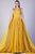Gatti Nolli Couture - OP-5168 Ruched Long Shoulder Drape A-Line Gown Prom Dresses 0 / Yellow