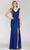 Gia Franco 12207 - V-Neck Bow Accent Evening Gown Evening Dresses 4 / Royal