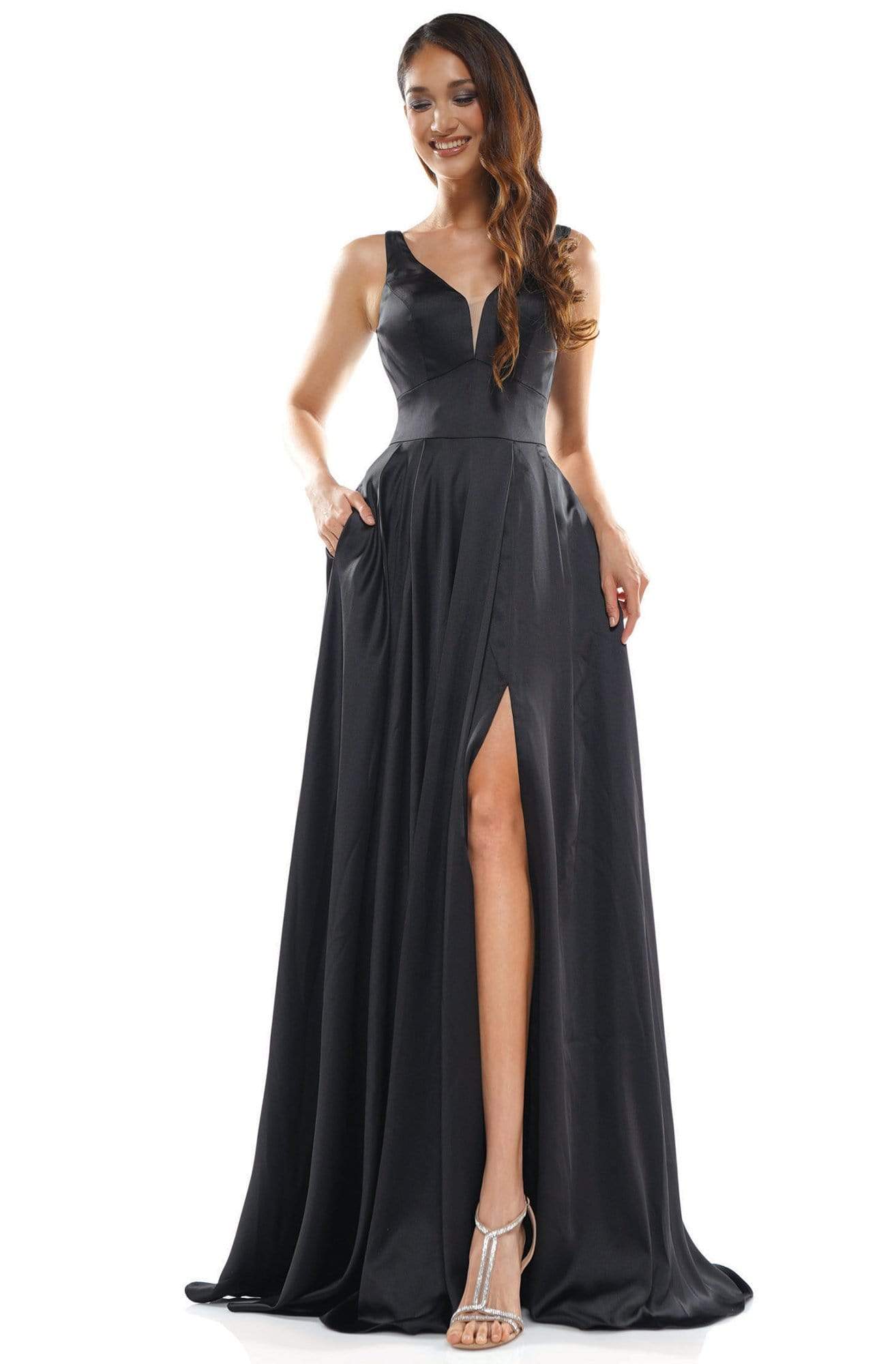 Glow Dress - G904 Deep V-Neck Satin A-Line Gown Glow Dress - G904 Deep V-Neck Satin A-Line Gown