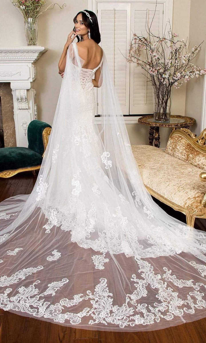 Embroidered V-Neck Mermaid Gown GL2138