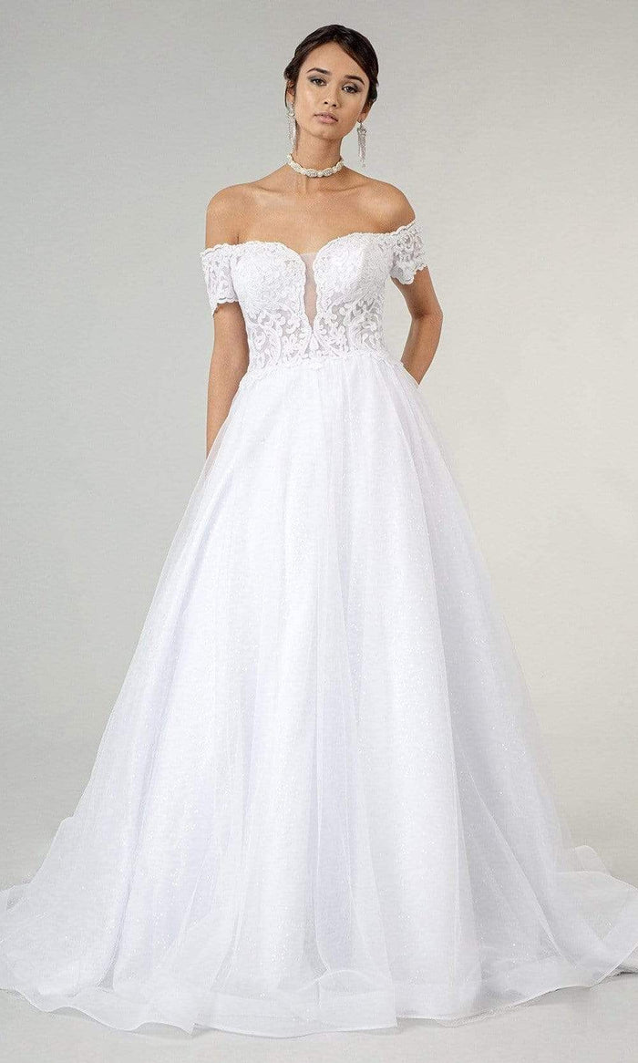 GLS by Gloria - GL1936 Off Shoulder A-Line Bridal Dress Wedding Dresses XS / White