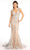 GLS by Gloria GL1983 - Feathered Glitter Mermaid Evening Dress Special Occasion Dress XS / Silver/Nude