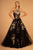 GLS by Gloria - GL2655 Gold Embellished Halter Evening Gown Special Occasion Dress XS / Black/Gold