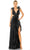 Ieena Duggal 11687 - V-Neck Accordion Pleated Evening Gown Evening Dresses 0 / Black