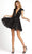 Ieena Duggal - 26306 Deep V-Neck Sequin A-Line Short Dress Cocktail Dresses 0 / Black