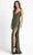 Ieena Duggal - 26443 Sleeveless Fitted High Leg Slit Sequin Gown Evening Dresses 0 / Olive