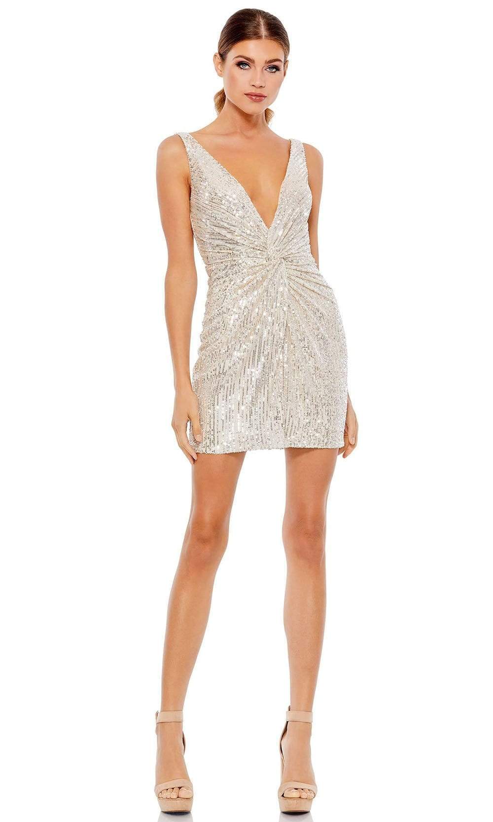 Ieena Duggal - 26496 Knotted Front Fitted Sequin Cocktail Dress Couture Candy Ieena Duggal - 26496 Knotted Front Fitted Sequin Cocktail Dress Couture Candy