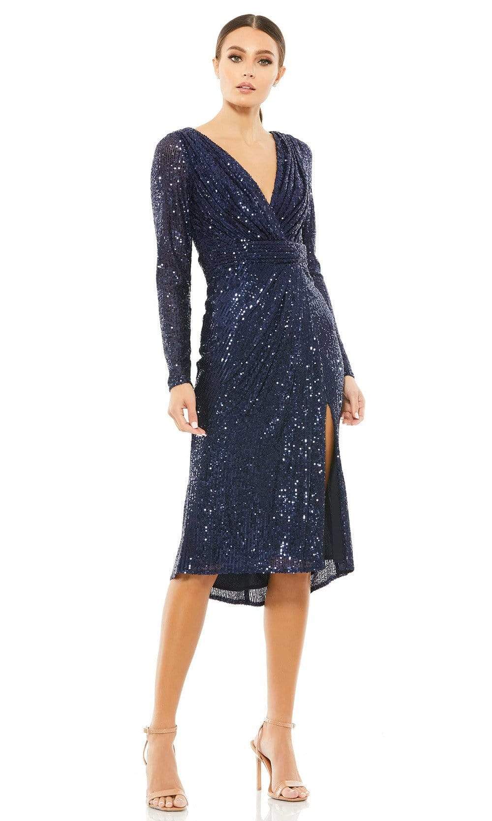 Ieena Duggal - 26555I Knee Length Long Sleeve Sequin Dress Couture Candy Ieena Duggal - 26555I Knee Length Long Sleeve Sequin Dress Couture Candy