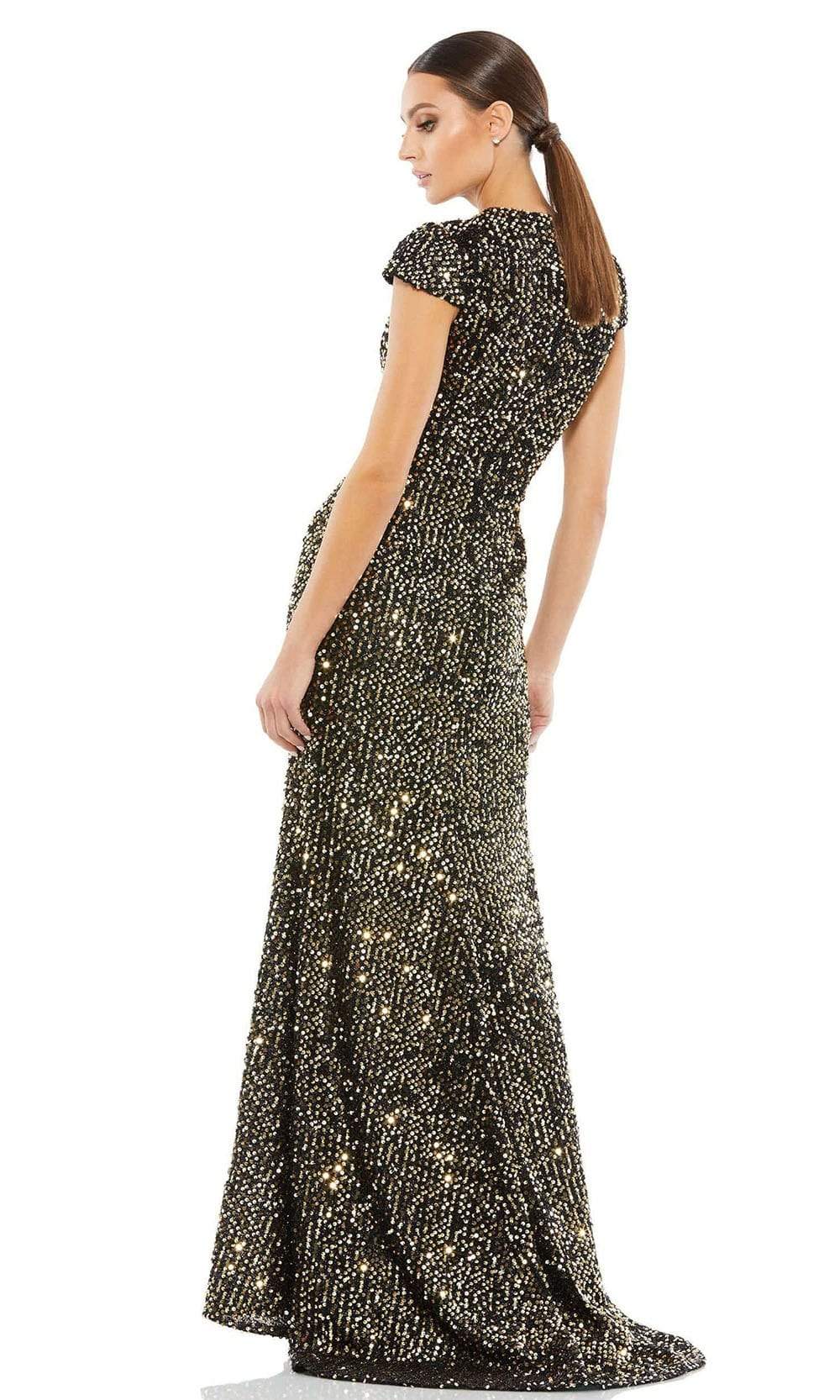 Mac Duggal Sequin Cap Sleeve Trumpet Gown - Black Gold2 - 6 Mac Duggal Sequin Cap Sleeve Trumpet Gown - Black Gold2 - 6