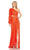 Ieena Duggal - 26730 Long Sleeve Allover Sequin Dress Evening Dresses 0 / Tangerine