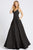 Ieena Duggal - 48855I V Neck Sleeveless Fitted Bodice A-Line Dress Evening Dresses 0 / Black