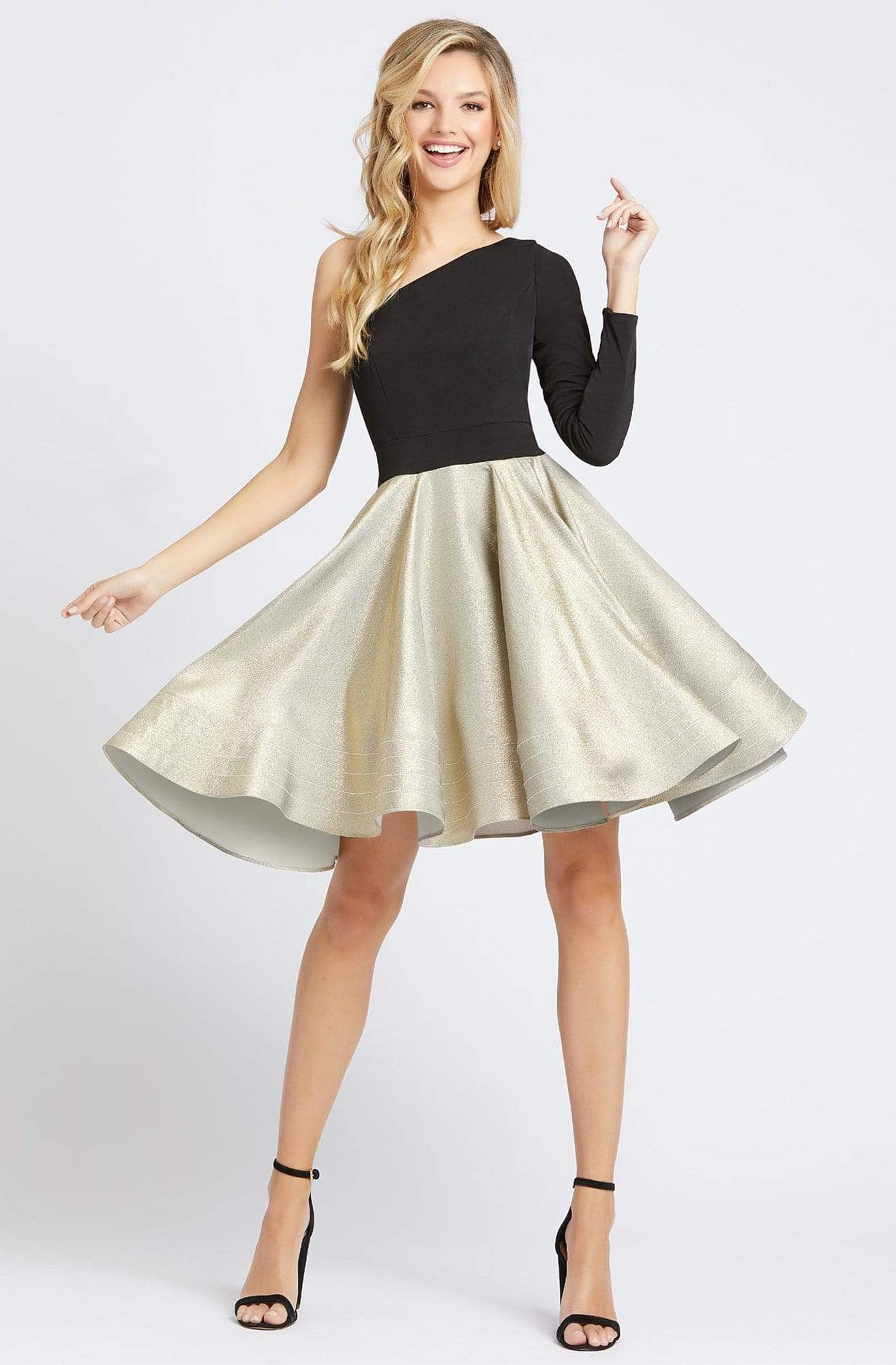 Ieena Duggal - 48929I Single Long Sleeve A-line After Prom Dress Couture Candy Ieena Duggal - 48929I Single Long Sleeve A-line After Prom Dress Couture Candy
