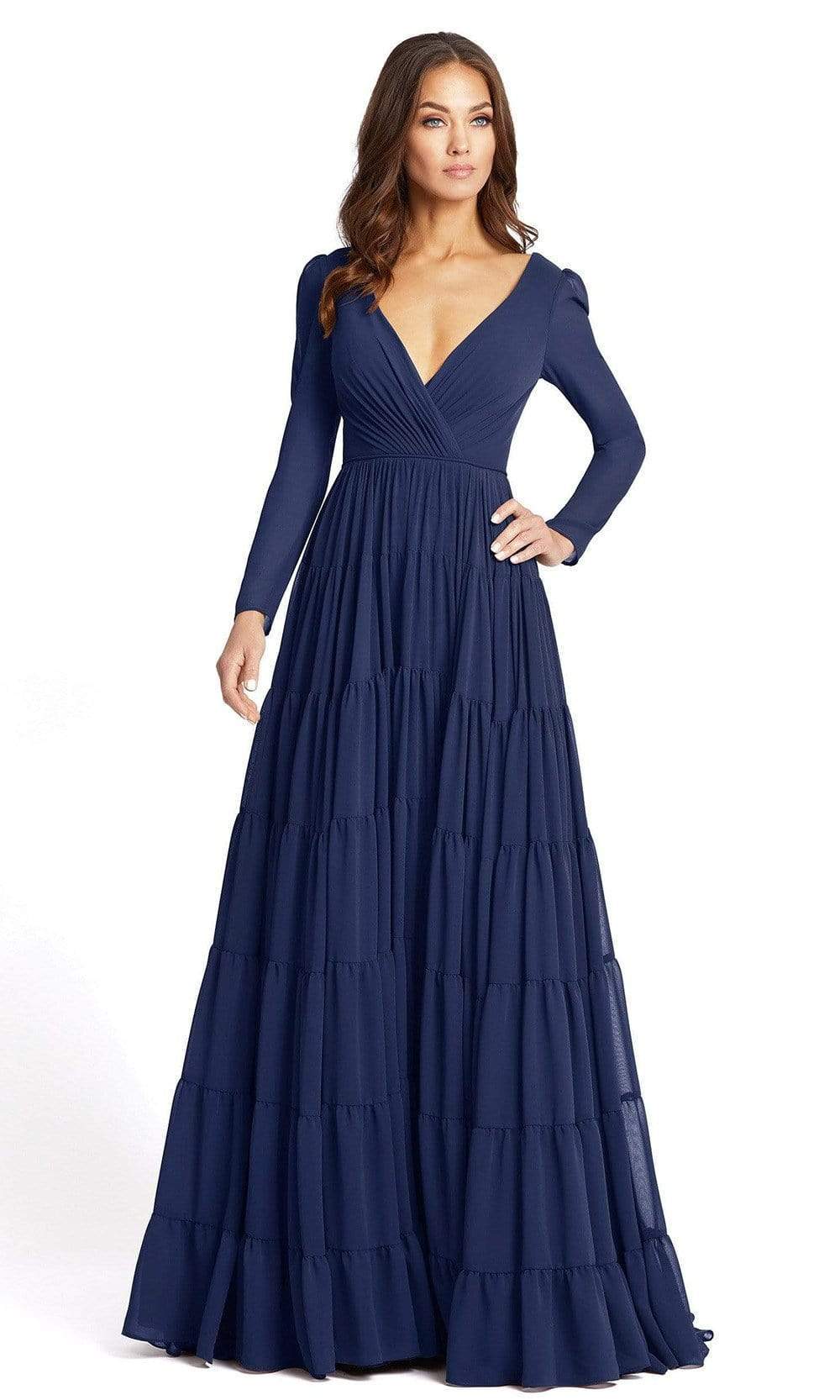 Ieena Duggal - 55311 Long Sleeve Ruched A-Line Simple Prom Dress Couture Candy Ieena Duggal - 55311 Long Sleeve Ruched A-Line Simple Prom Dress Couture Candy