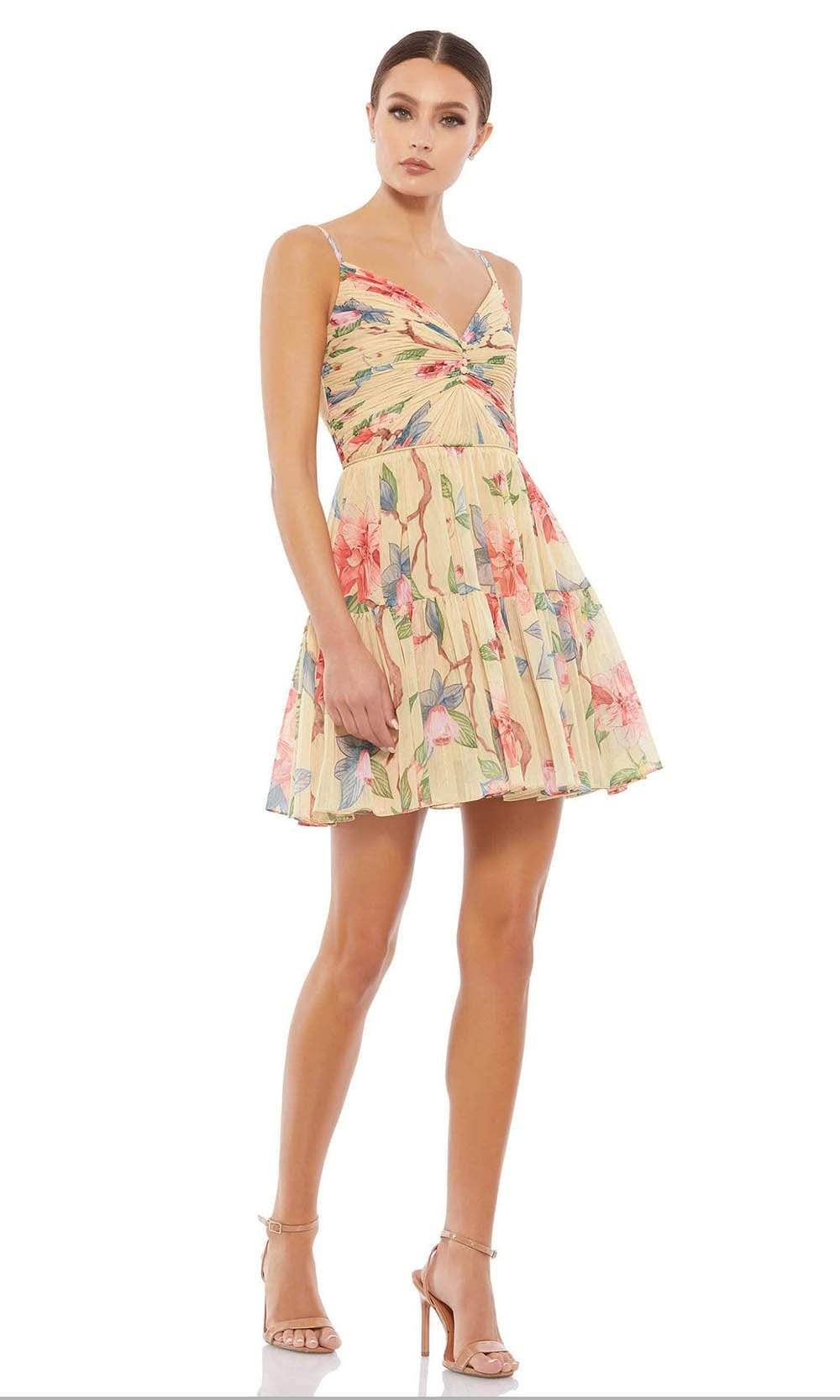 Ieena Duggal - 70204I Ruched Bod Floral Short Dress Couture Candy Ieena Duggal - 70204I Ruched Bod Floral Short Dress Couture Candy