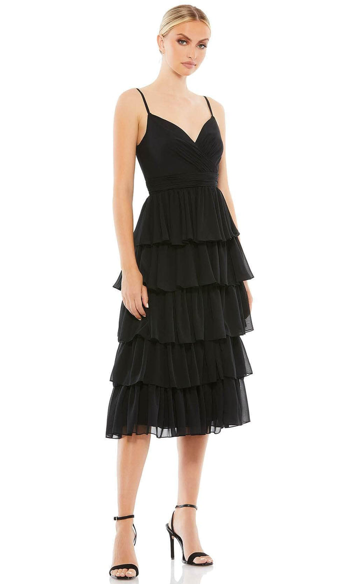 Ieena Duggal 55437 - V-Neck Ruffle Tiered Formal Dress Special Occasion Dress 0 / Black