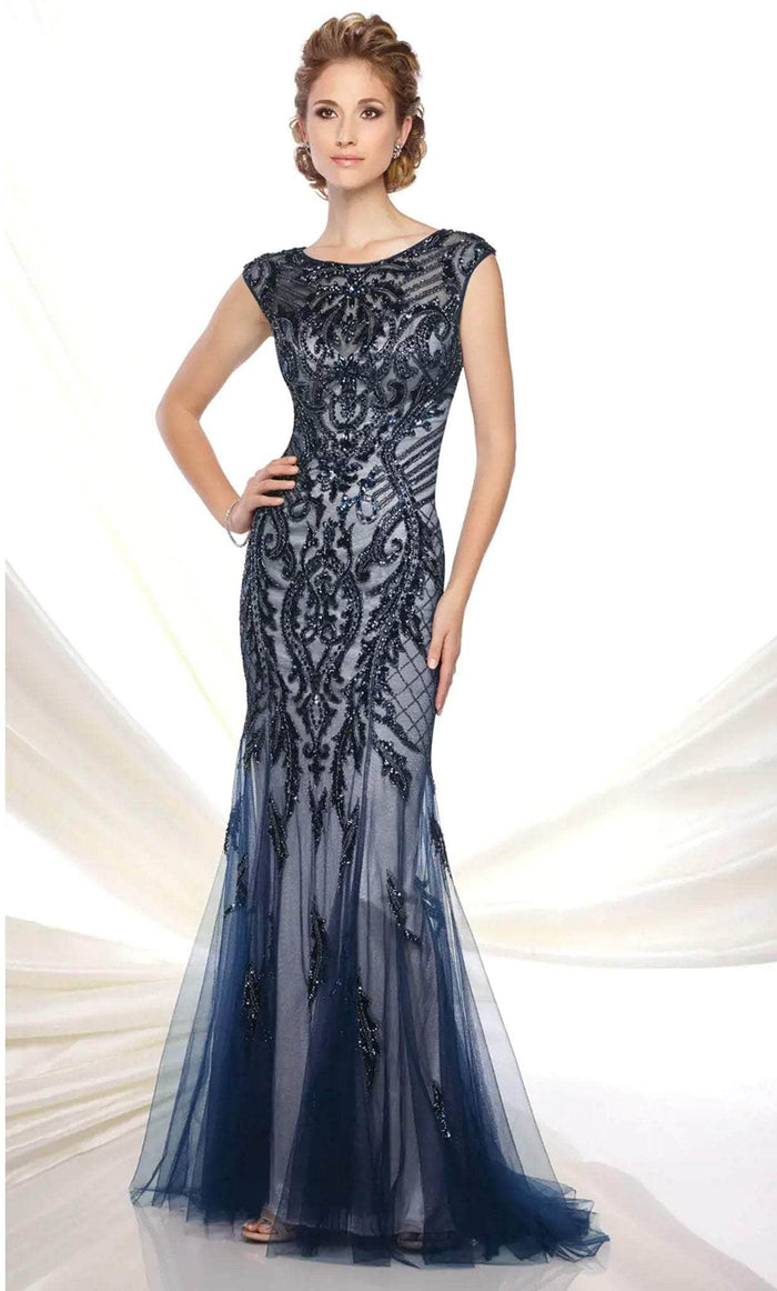 Ivonne D 116D31W - Embellished Sleeveless Mother of the Bride Dress Mother of the Bride Dresses 16W / Midnight/Nude