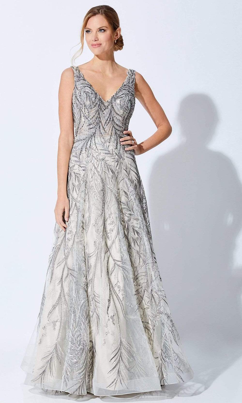 Ivonne D by Mon Cheri - 221D45 V-Neck A-Line Evening Dress 18 / Taupe/Multi - Shop Ivonne D Dresses On Couture Candy at CoutureCandy.com Ivonne D by Mon Cheri - 221D45 V-Neck A-Line Evening Dress 18 / Taupe/Multi - Shop Ivonne D Dresses On Couture Candy at CoutureCandy.com
