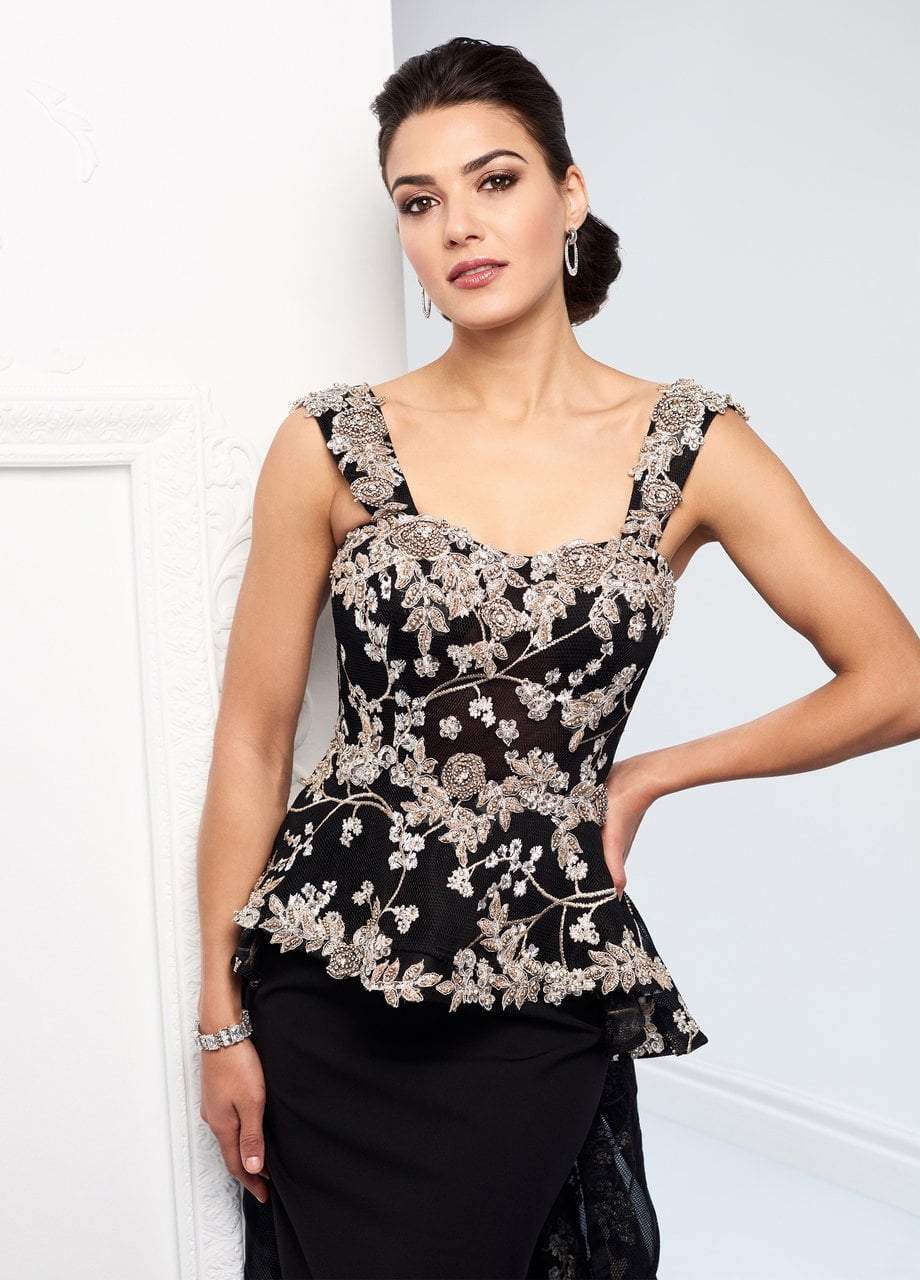 Ivonne D for Mon Cheri - 218D32 Embraided Lace Peplum Dress With Train Couture Candy Ivonne D for Mon Cheri - 218D32 Embraided Lace Peplum Dress With Train Couture Candy
