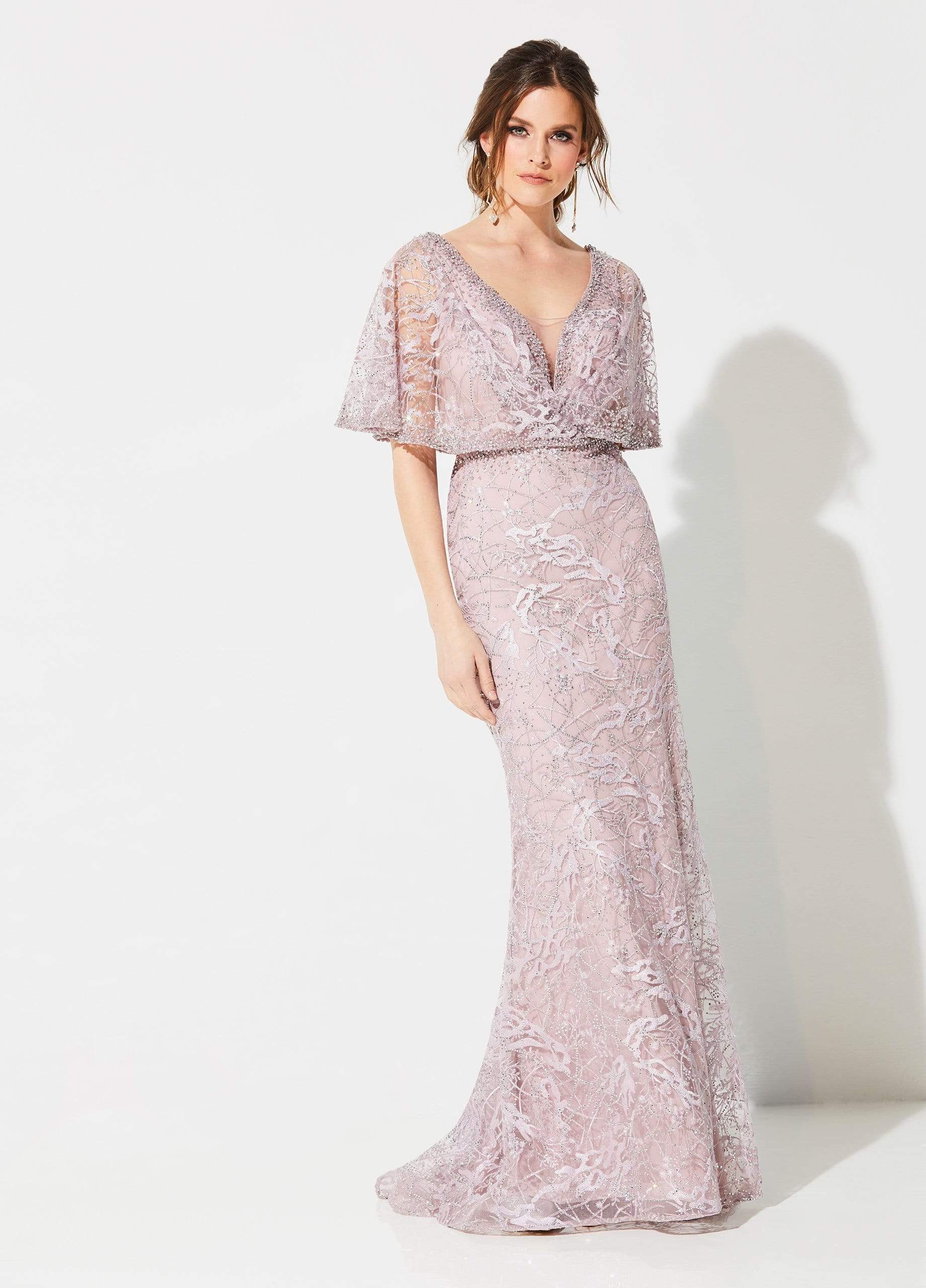 Ivonne D for Mon Cheri - 219D72 Embroidered Kimono Sleeve Lace Gown Couture Candy Ivonne D for Mon Cheri - 219D72 Embroidered Kimono Sleeve Lace Gown Couture Candy