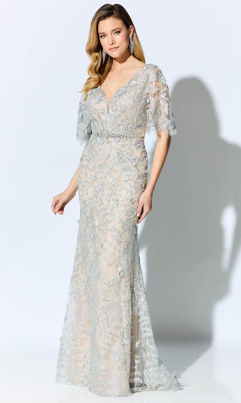 Ivonne D ID905 - Short Sleeved Formal Gown 16 / Silver/Nude - Shop Ivonne D dresses on Couture Candy at CoutureCandy.com Ivonne D ID905 - Short Sleeved Formal Gown 16 / Silver/Nude - Shop Ivonne D dresses on Couture Candy at CoutureCandy.com