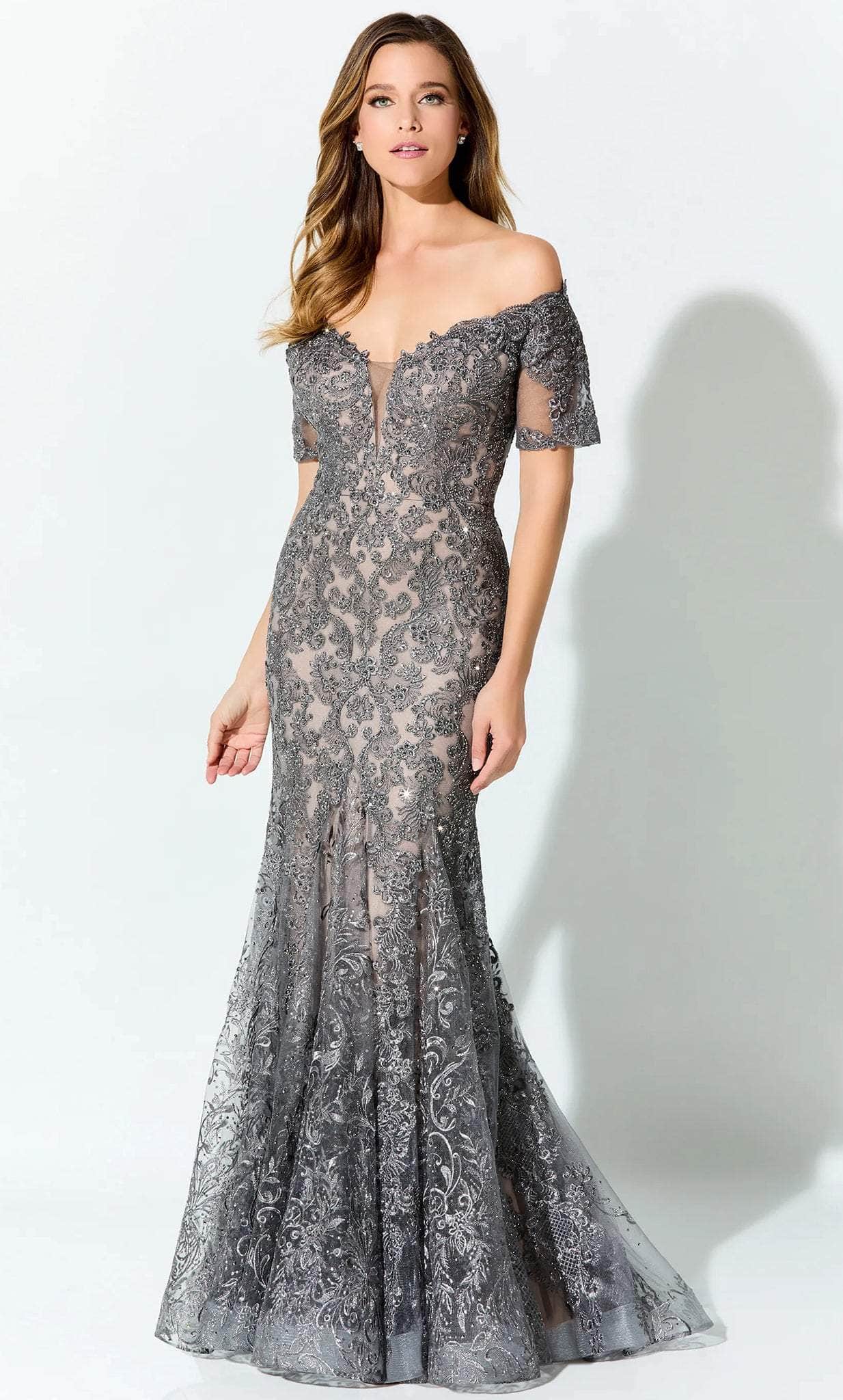 Ivonne D ID925 - Embroidered Short Sleeve Mother of the Bride Dress 12 / Charcoal - Shop Ivonne D dresses on Couture Candy at CoutureCandy.com Ivonne D ID925 - Embroidered Short Sleeve Mother of the Bride Dress 12 / Charcoal - Shop Ivonne D dresses on Couture Candy at CoutureCandy.com