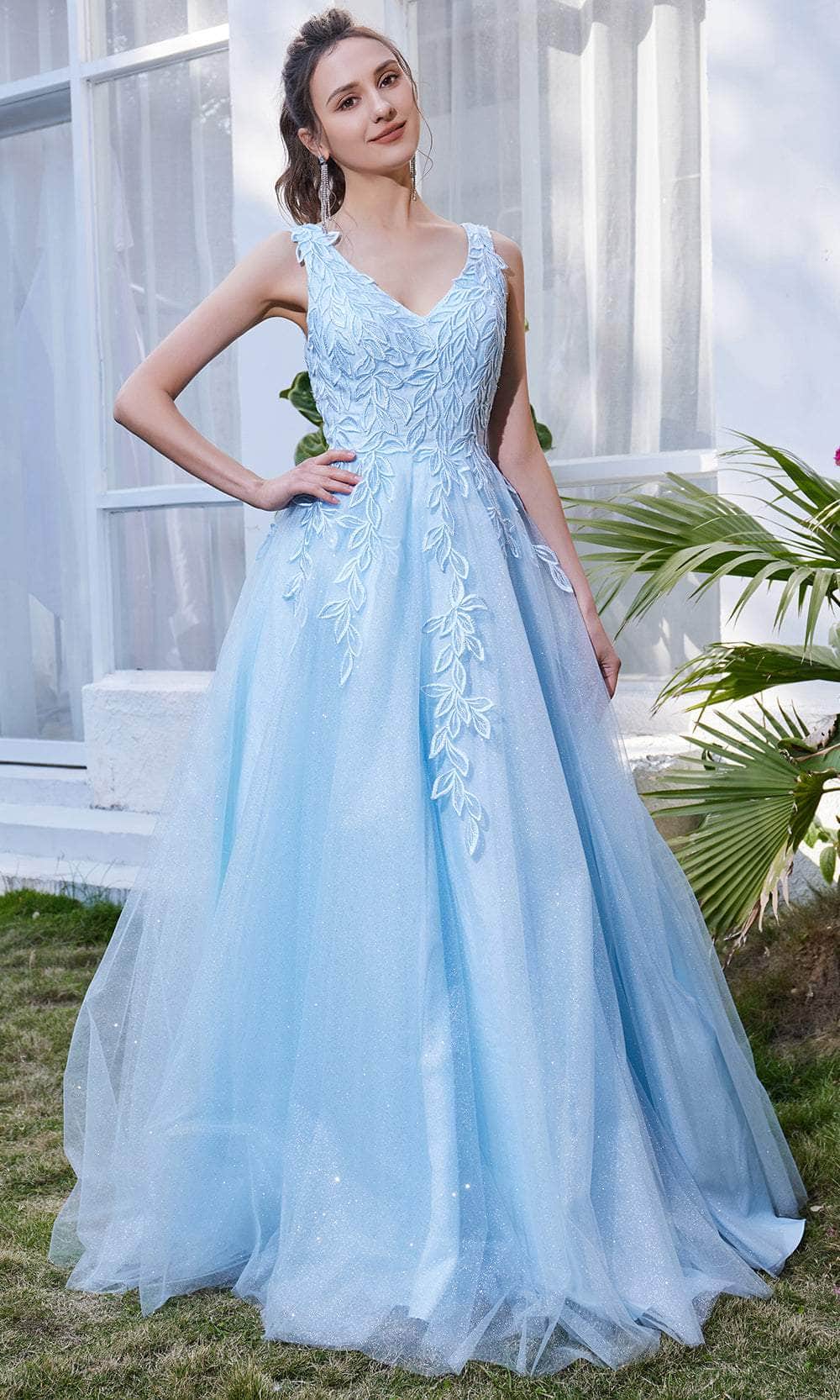 J'Adore Dresses J21032 - Sleeveless V-Neck A-line Long Dress J'Adore Dresses J21032 - Sleeveless V-Neck A-line Long Dress