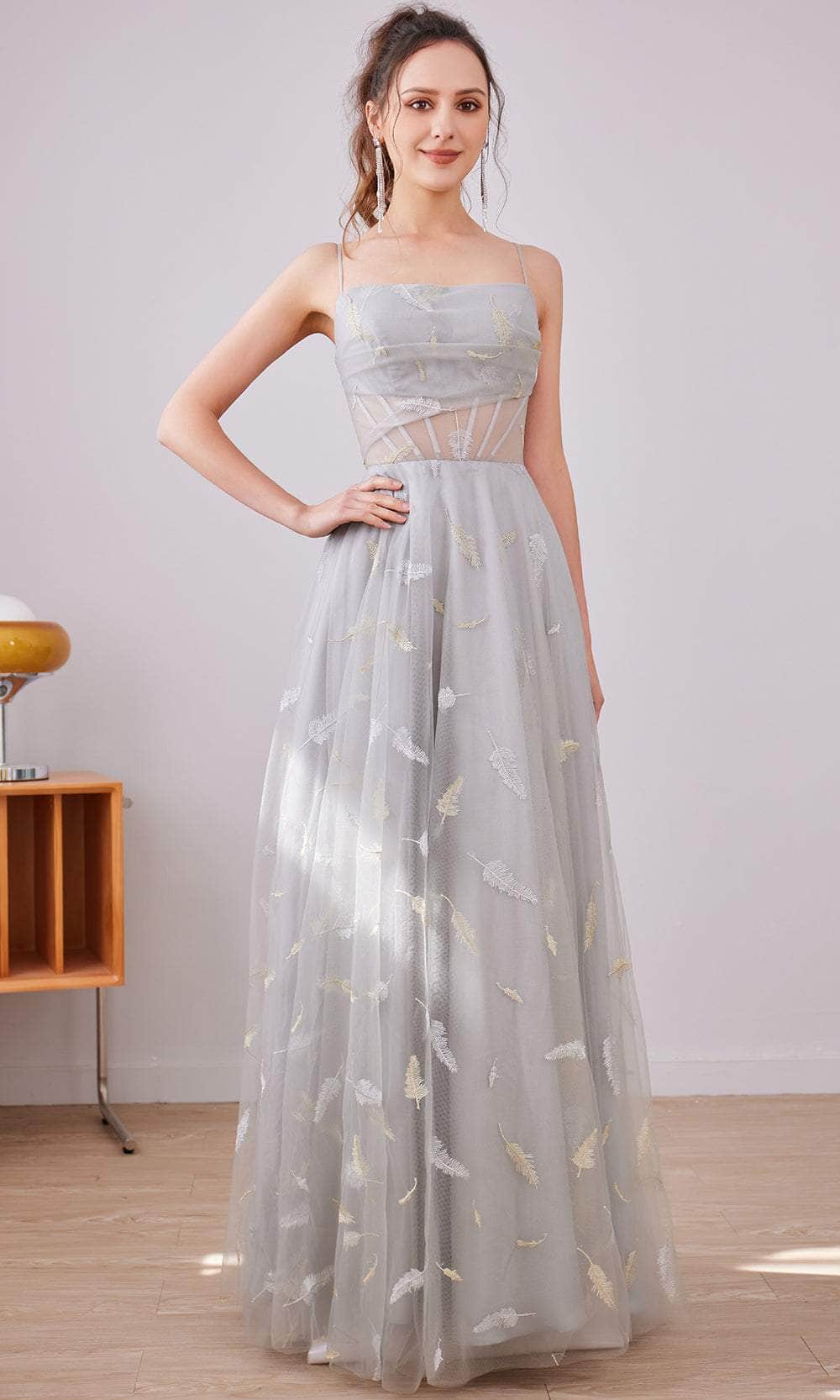 J'Adore Dresses J21036 - Straight Across A-Line Long Dress J'Adore Dresses J21036 - Straight Across A-Line Long Dress
