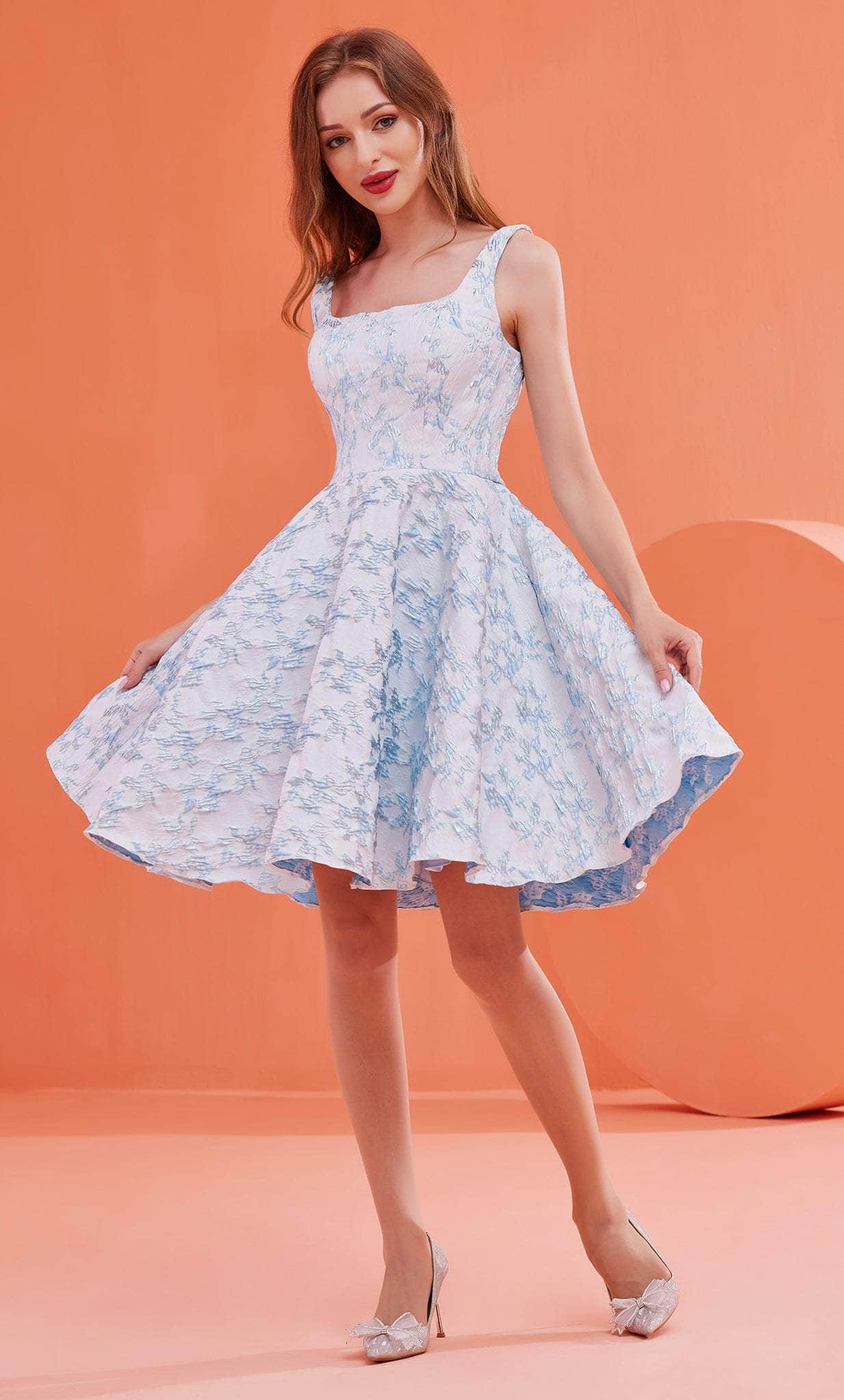 J'Adore Dresses J22074 - Fit and Flare Square Neck Dress J'Adore Dresses J22074 - Fit and Flare Square Neck Dress