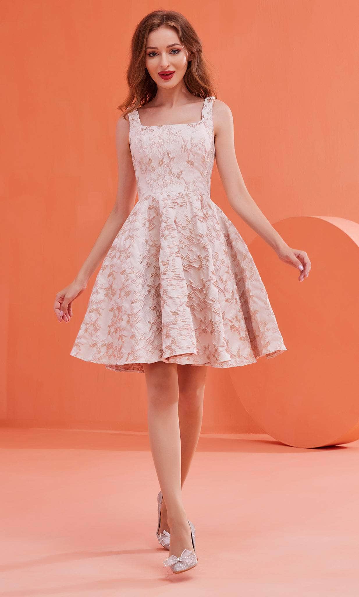 J'Adore Dresses J22074 - Fit and Flare Square Neck Dress J'Adore Dresses J22074 - Fit and Flare Square Neck Dress