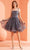 J'Adore Dresses J22088 - Lace-Up Back Cocktail Dress Special Occasion Dress 2 / Steel Blue
