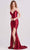 J'Adore - J15030 Plunging Neck Mid Slit Dress Evening Dresses 2 / Maroon
