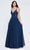 J'Adore - J20001 Floral Lace Applique Gown Special Occasion Dress 2 / Midnight